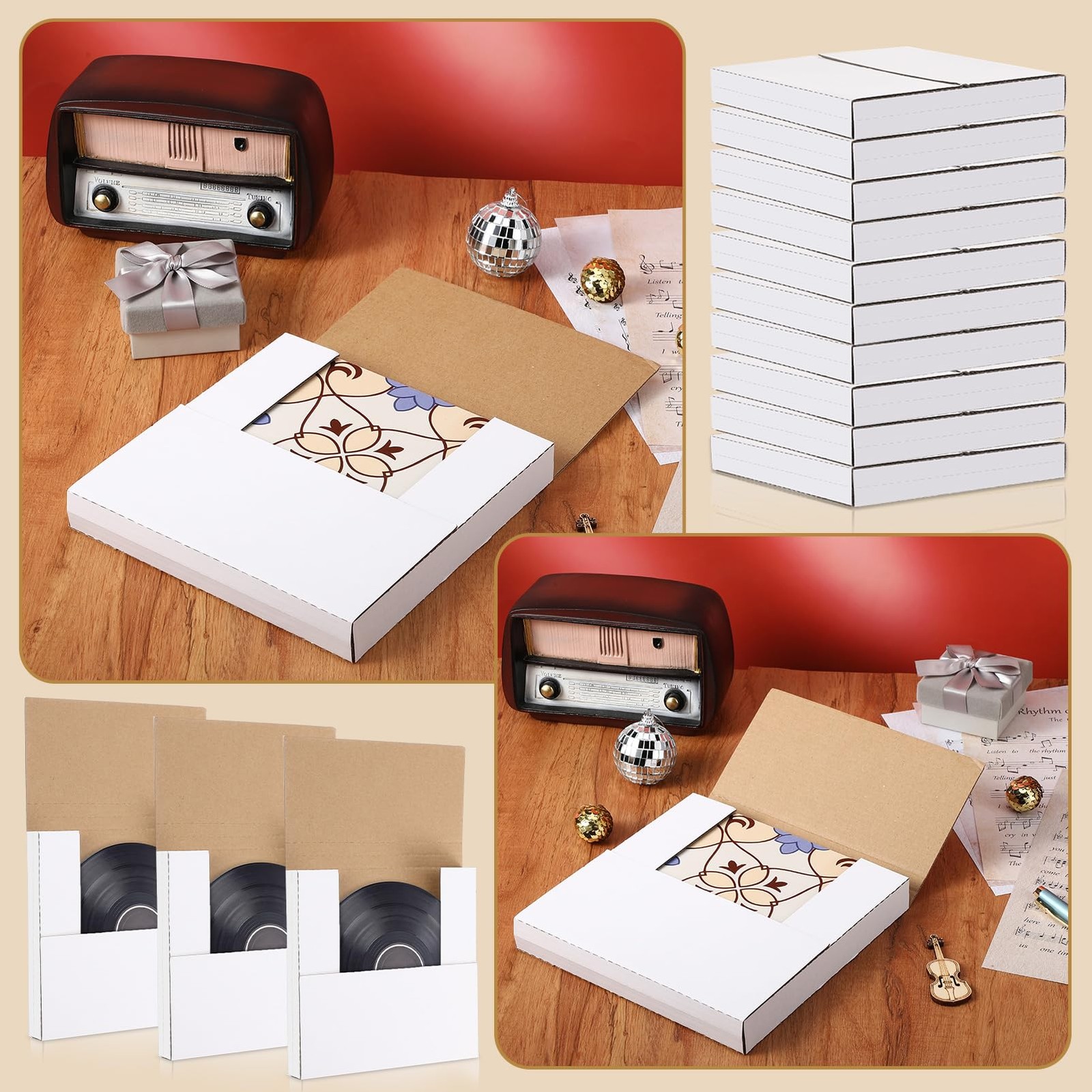 100 Pack 7 Inch Vinyl Record Mailers Boxes 45 RPM Easy Fold LP Cardboard Mail…