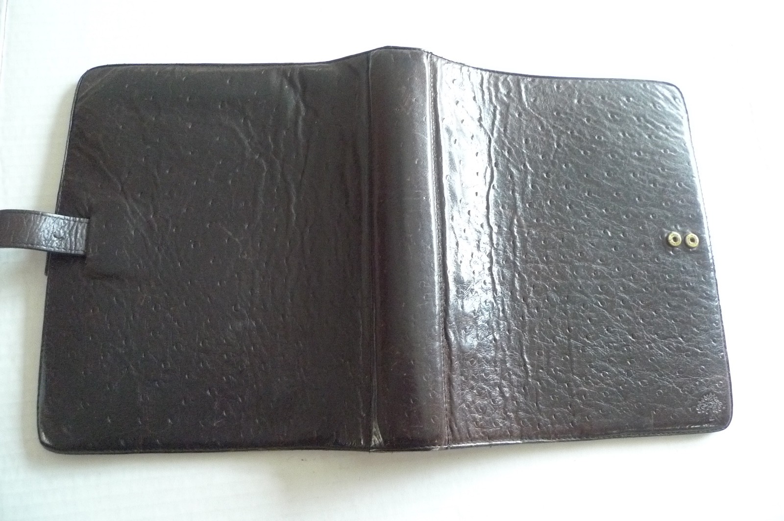 MULBERRY – A5 OSTRICH TEXTURED LEATHER PLANNER & PAPER SHEETS – MADE IN UK