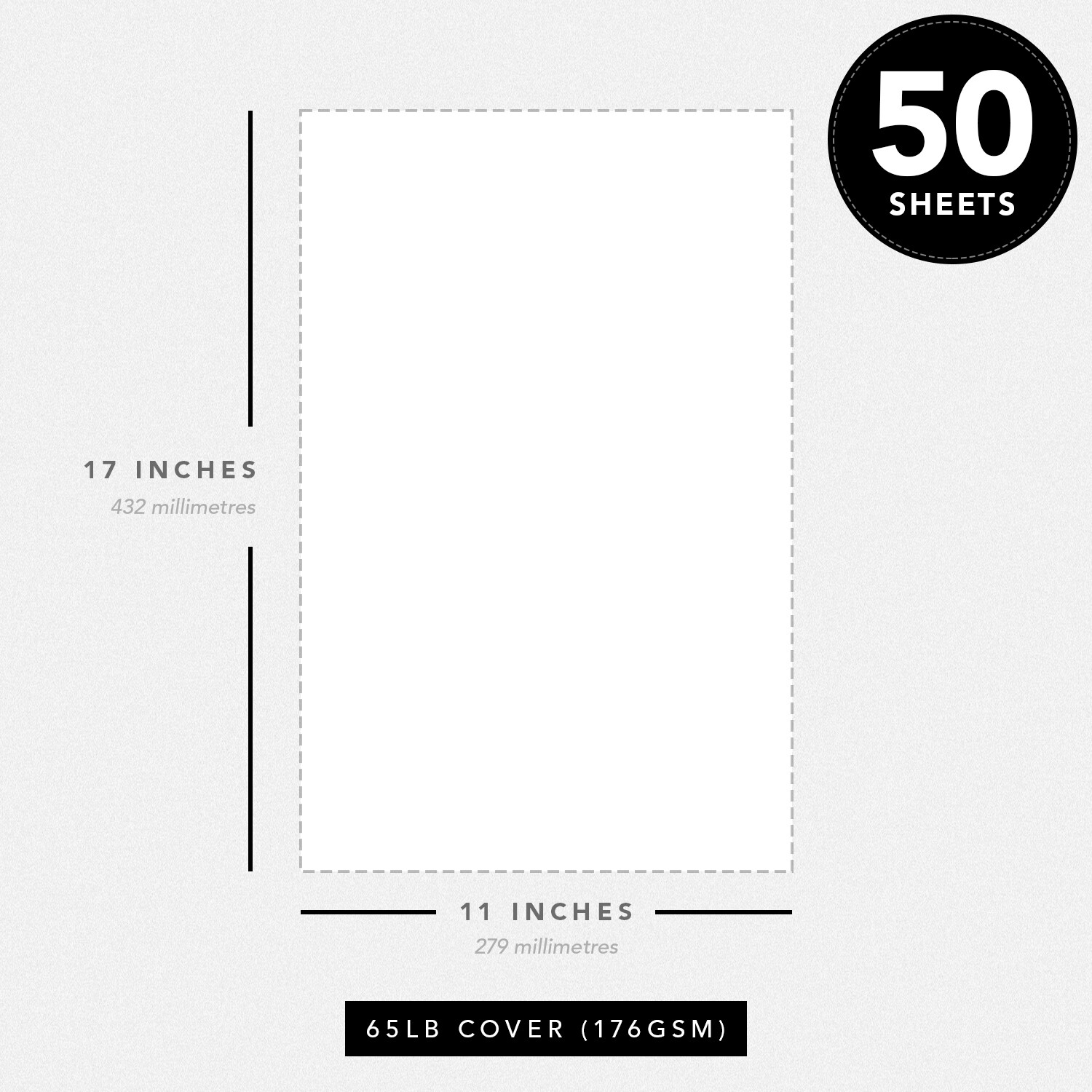 Stardust White Bright Color Cardstock, 65lb Cover (176GSM), 11 x 17, 50 Sheets