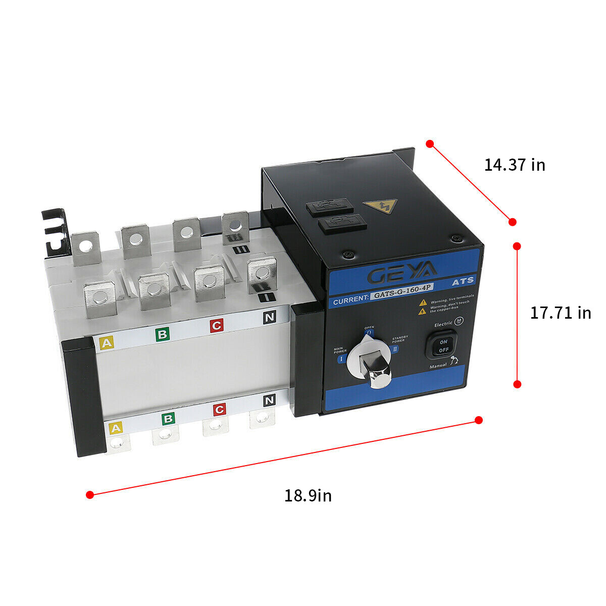 GEYA Industrial Automatic Transfer Switch 160A 4P 110V 220V Grid to AC Generator