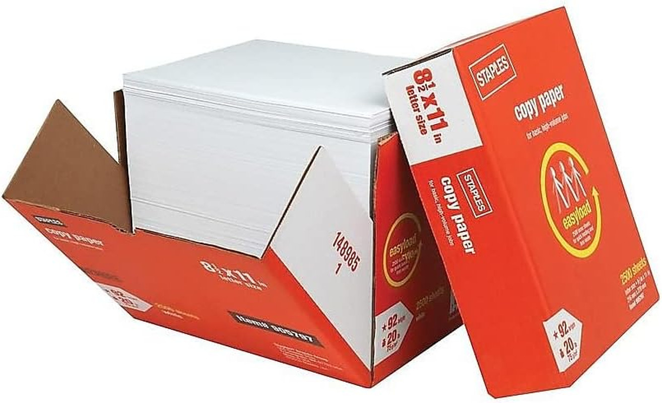 8.5-Inch X 11-Inch Copy Paper 20 Lbs 92 Brightness 2500/Carton, for Office, Scho