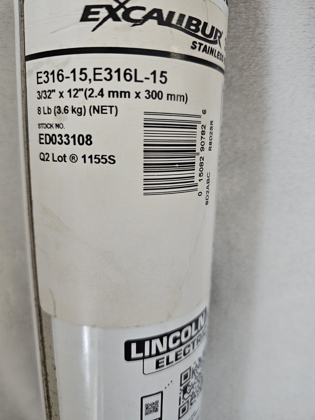 Stainless Steel Welding Rod, Excalibur, E316-15, 3/32, 12 inch, ED033108