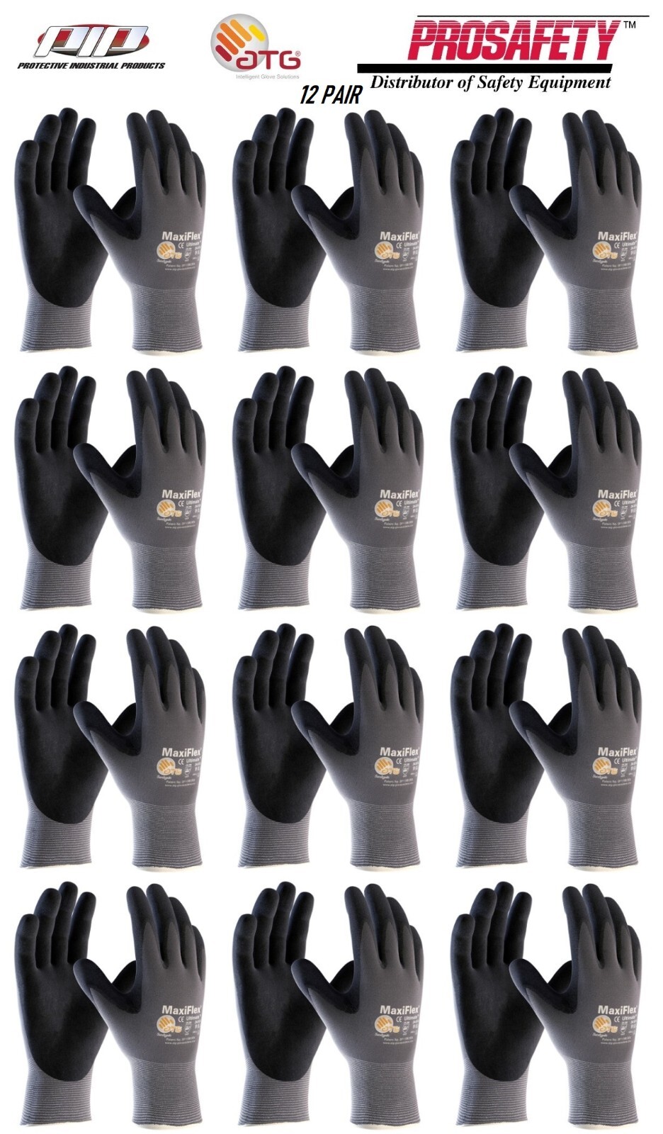 12- 34-874 MaxiFlex Foam Nitrile Grip Palm Coated PROTECTIVE WORK GLOVES MEDIUM