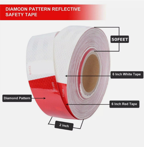 DOT-C2 Conspicuity Tape Car Truck Warning Reflective Reflector Stickers 2”x50’