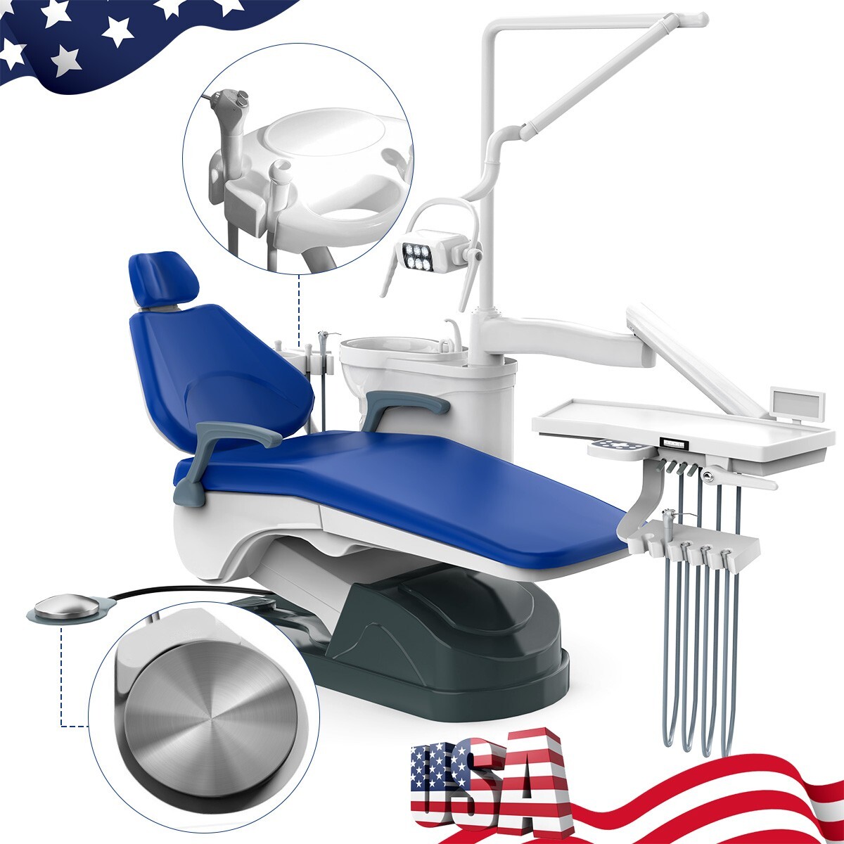 FDA Dental Unit Chair Computer Controlled Motor PU Hard Leather & Doctor Stool