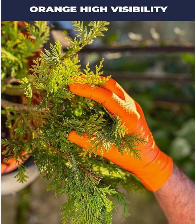 Orange Diamond Textured Nitrile Gloves Heavy Duty 1000 Count