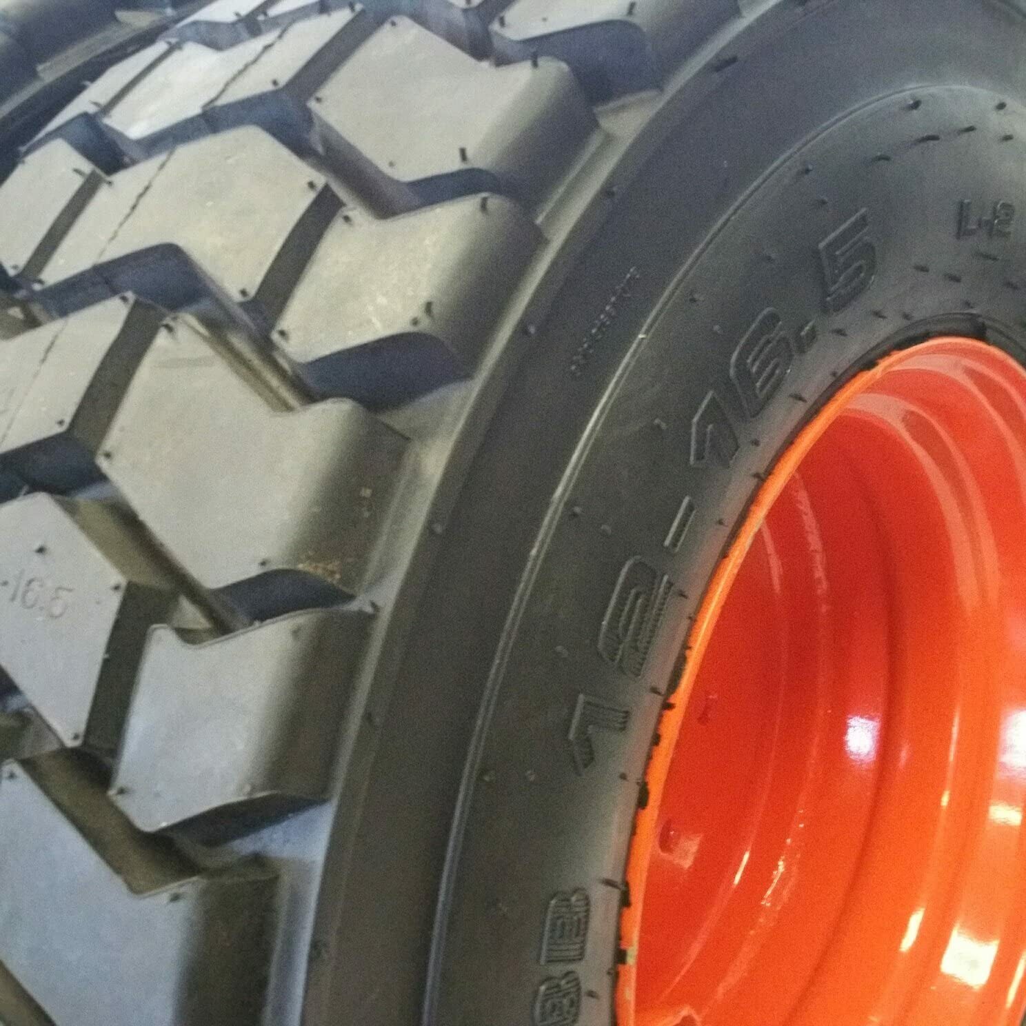 (4) 12-16.5 ROAD CREW RS102 14 PLY Skid Steer Loader Tire with Orange Color Rims