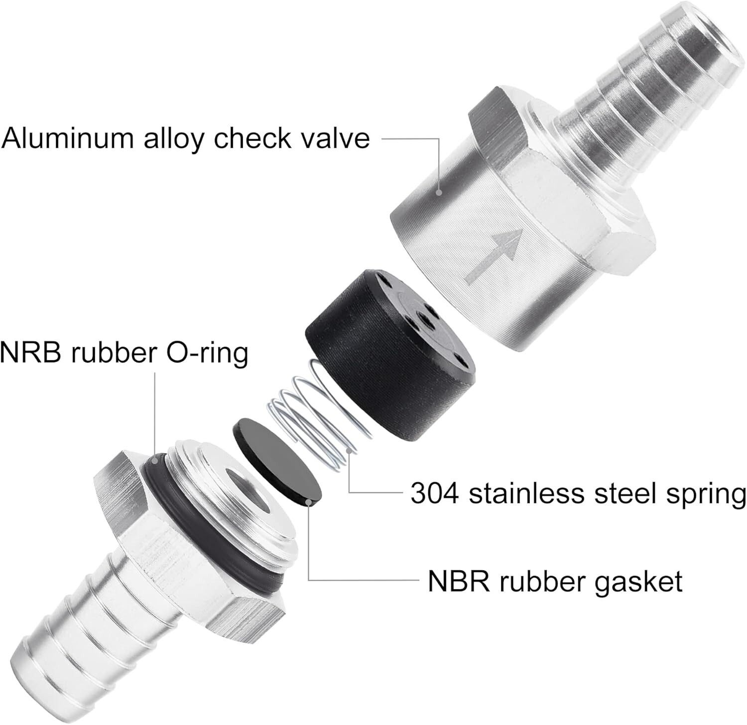 2x 10mm 3/8″ Fuel Line Non-Return One Way Air Fuel Oil Check Valve Diesel Gas