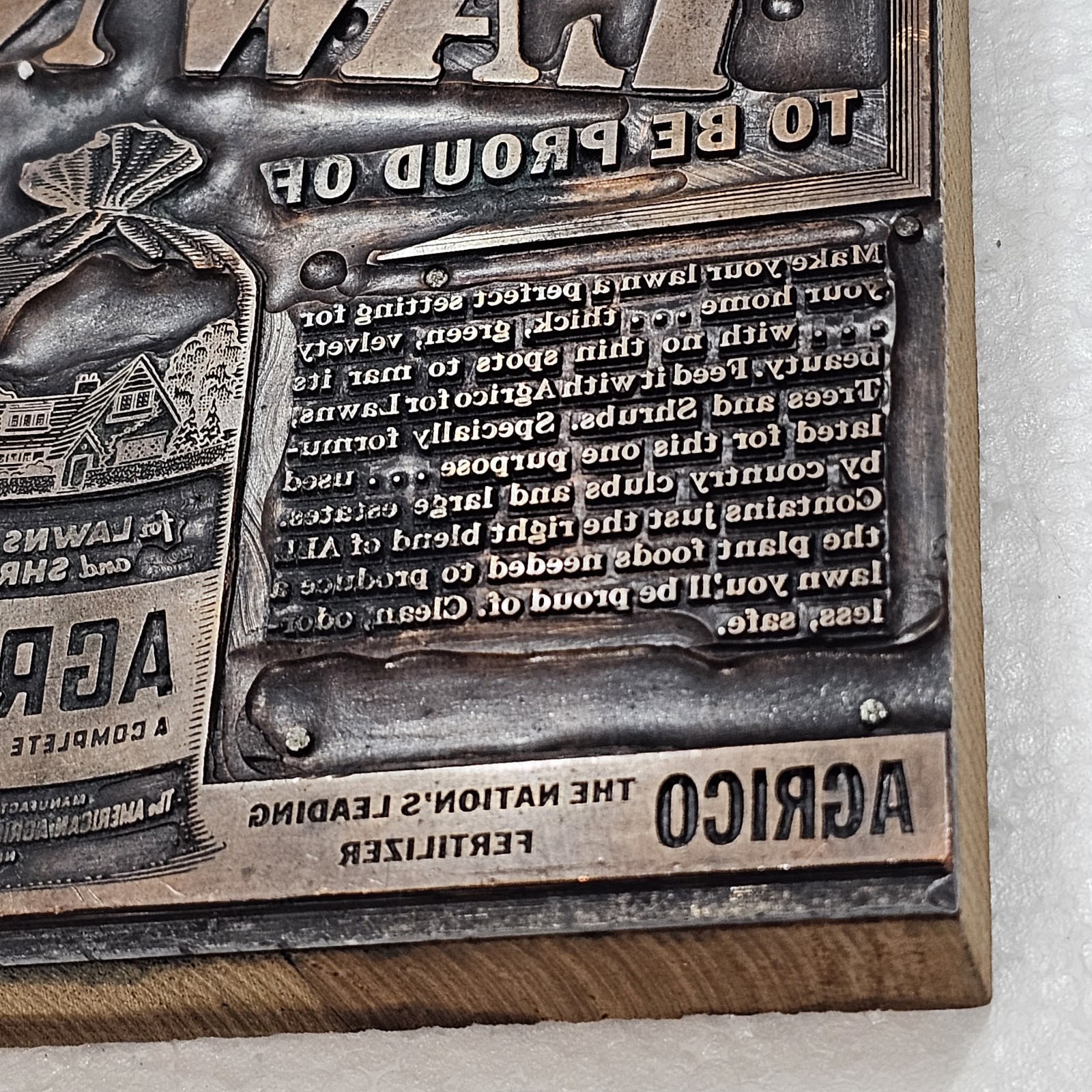 Vintage Letter Press Block Stamp Ink Print Type Advertising Wood Copper LAWN Bag