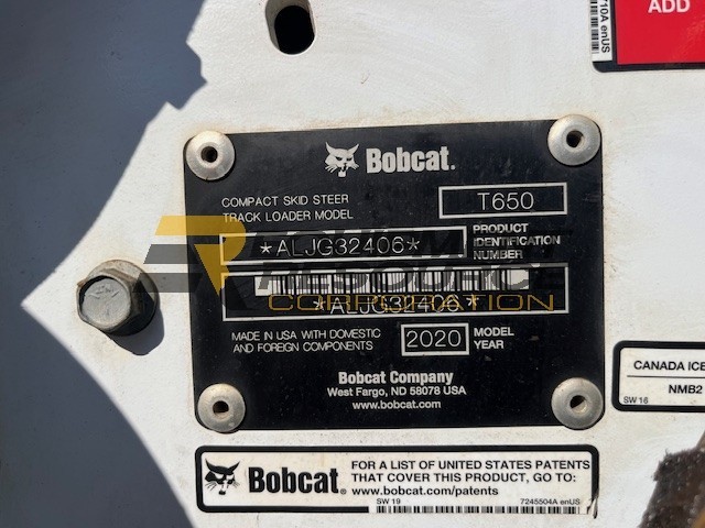 2020 Bobcat T650 Skid Steer Contractor Package