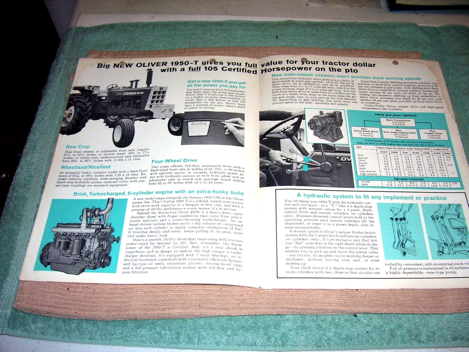 1967 Oliver 7 8 Plow 1950-T Tractor PTO 6 Cylinder Engine Brochure Specs 1950T