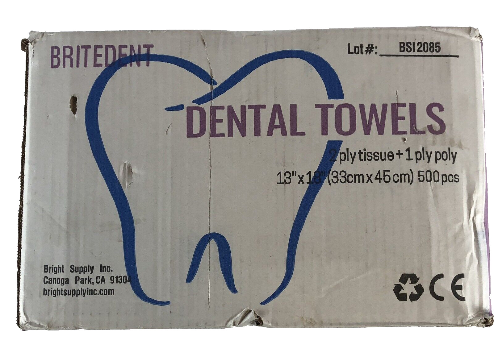 2 Cases Patient Bibs 13 x 18 Purple 3-ply Towels 500 Ct. Boxs Dental Towels