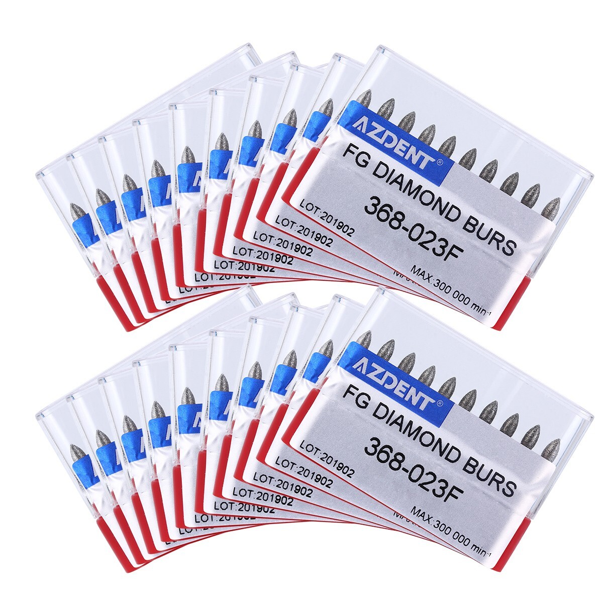 50pcs AZDENT Dental FG Diamond Burs Football #368-023F Fine Red High Speed