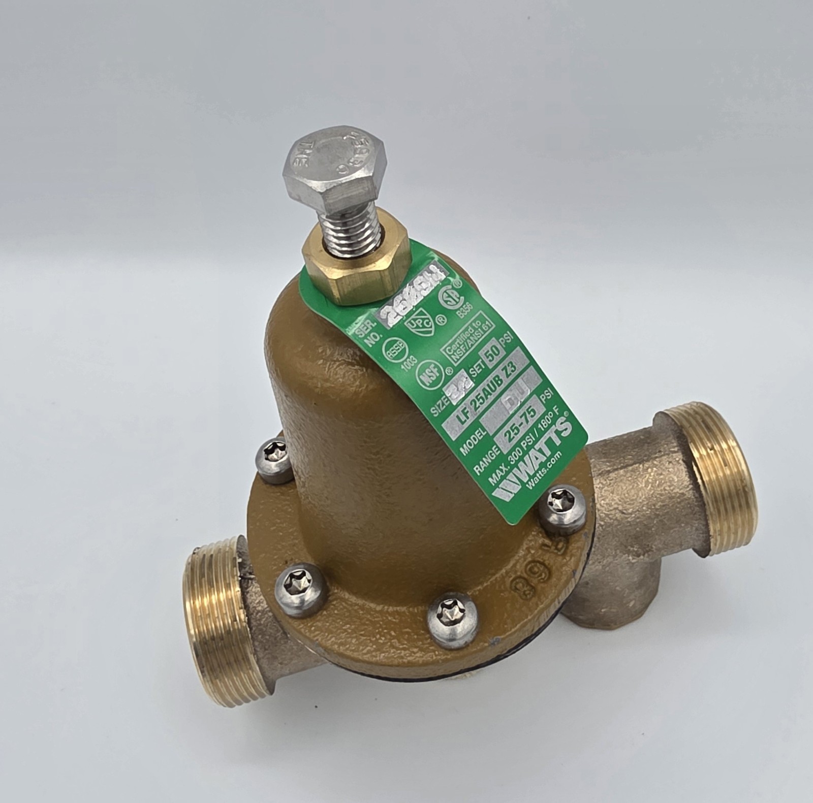 Watts LF25AUB-S-DU-Z3 0960006 Copper FPTxFPT Water Pressure Reducing Valve, 3/4″