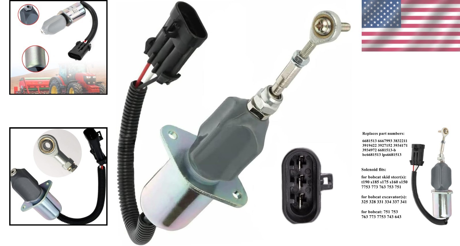 Reliable Fuel Shut Off Solenoid Switch 6681513 for Bobcat Equipment Maintenance