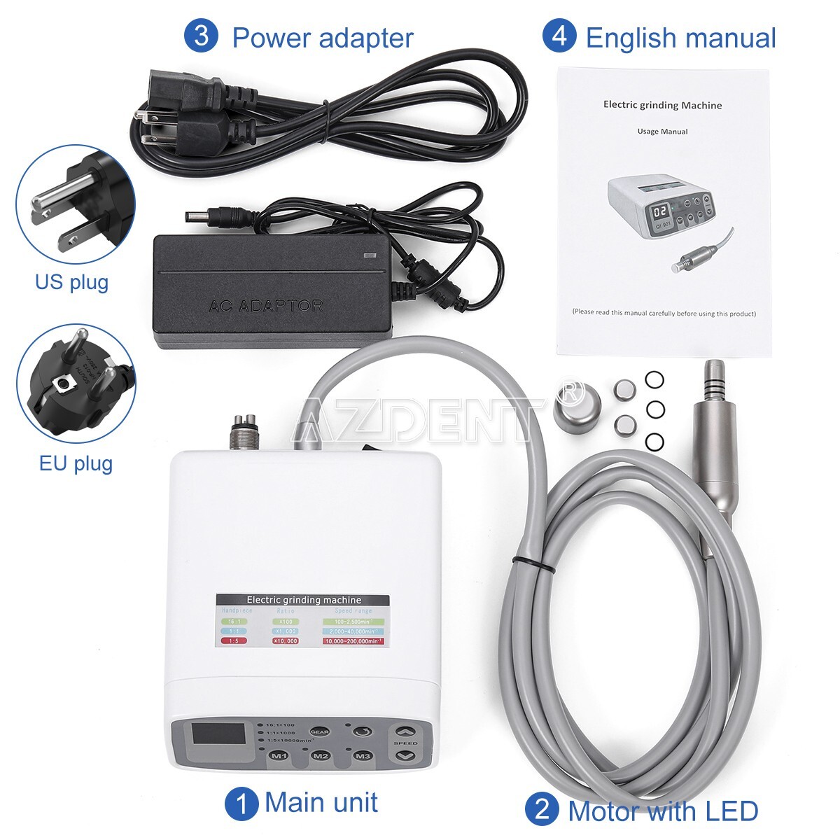 Dental Brushless LED Electric Micro Motor Internal Spray 1:1/1:5/16:1 QI901 USA