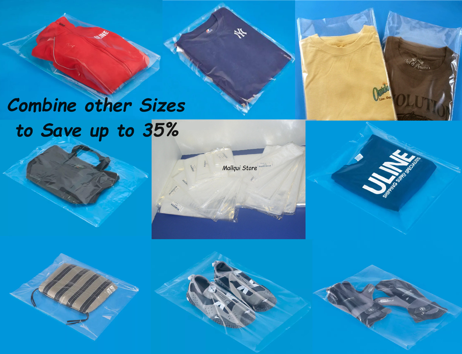 10 clear 20 x 24 Poly Bags ULINE Best 1 MIL Thick Quality Flat Open Top bags