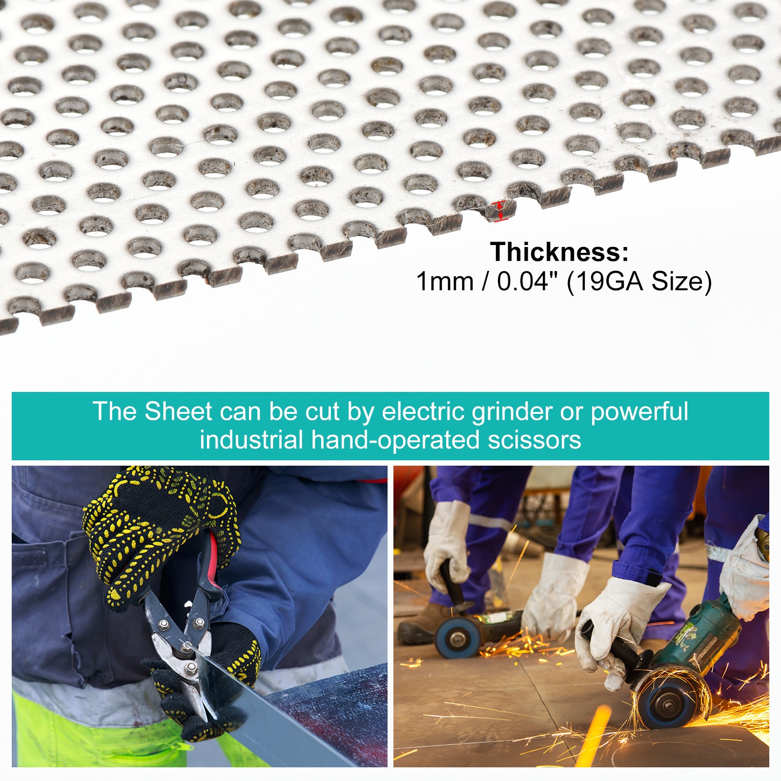 15.8″x7.9″ 304 Stainless Steel Perforated Sheet 0.06″ Hole Metal Mesh Plate