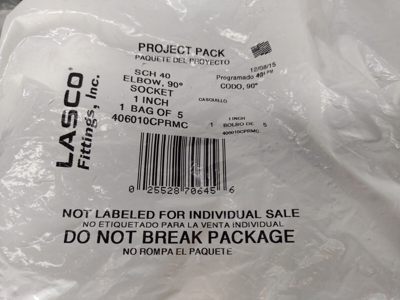 LASCO 1″ Sch 40 PVC 90 Elbow. Slip to Slip (BUNDLE OF 25) 5 BAGS OF 5 PER BAG.