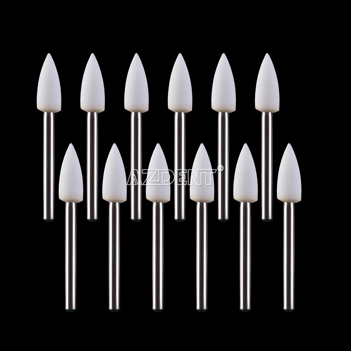12pc/Set Dental White Polishing Stones Flame shape FG burs Arkansas Stone Points