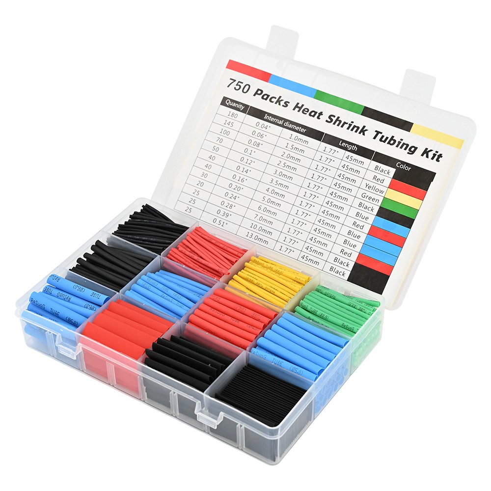 Assorted Heat Shrink Cable Wire Tubing Tube Sleeve Car Electrical Wrap 750PCS