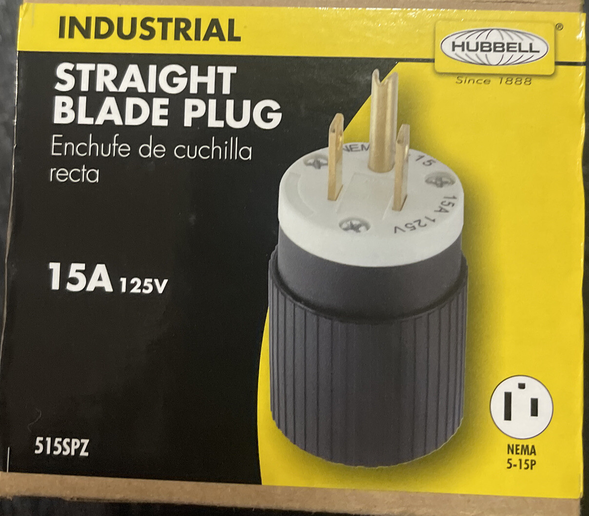 4 Pack 15A 125V NEMA 5-15P STRAIGHT BLADE PLUG Industrial Grade