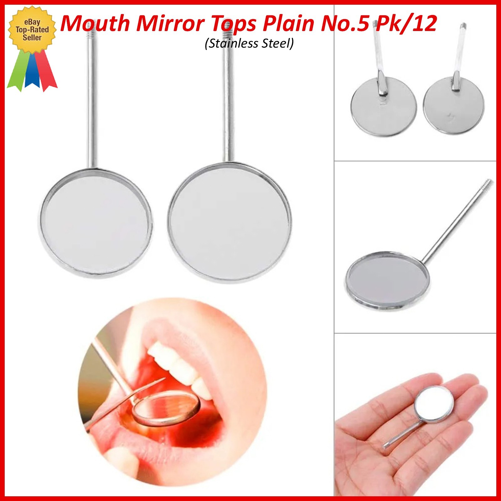 12Pcs Dental Premium Mouth Mirror heads Size #5 Mirrors Dentistry Instruments