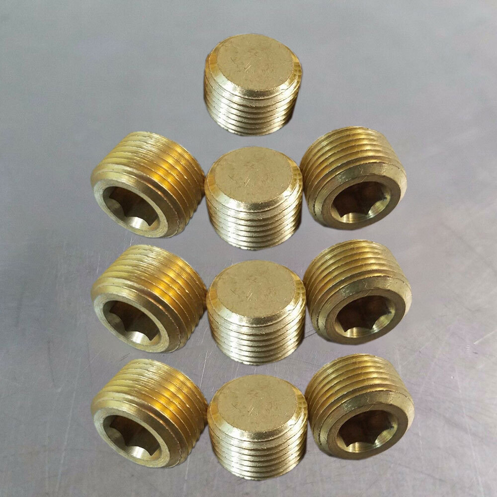 10PCS 3/8″ Solid Brass Male NPT Thread Allen Head Pipe Plug Hex Socket US Stock