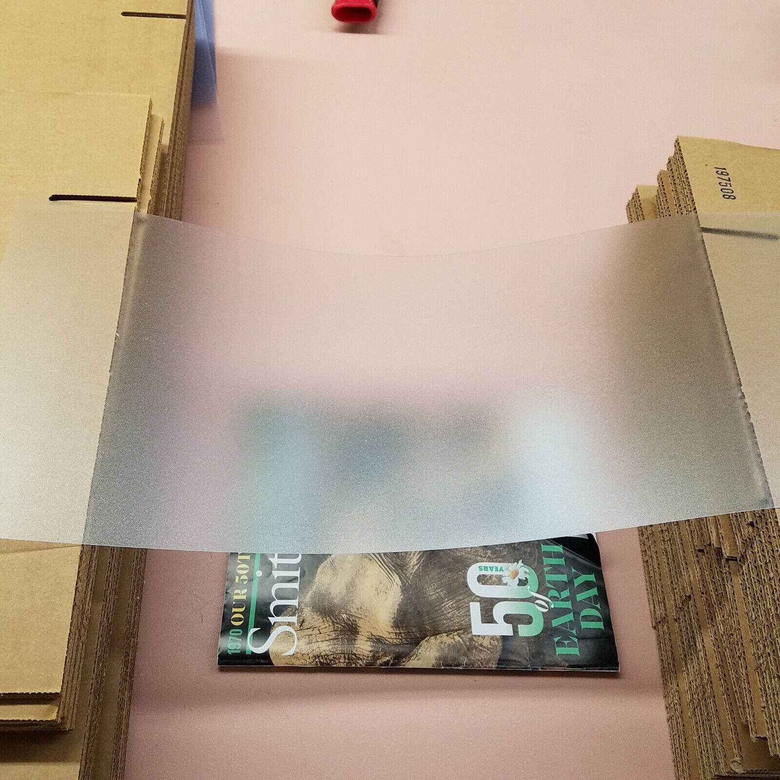 .018″ x 8-7/8″ x 27″ CLEAR FROSTED TEXTURED LIGHT DIFFUSING PLASTIC SHEETS, NEW