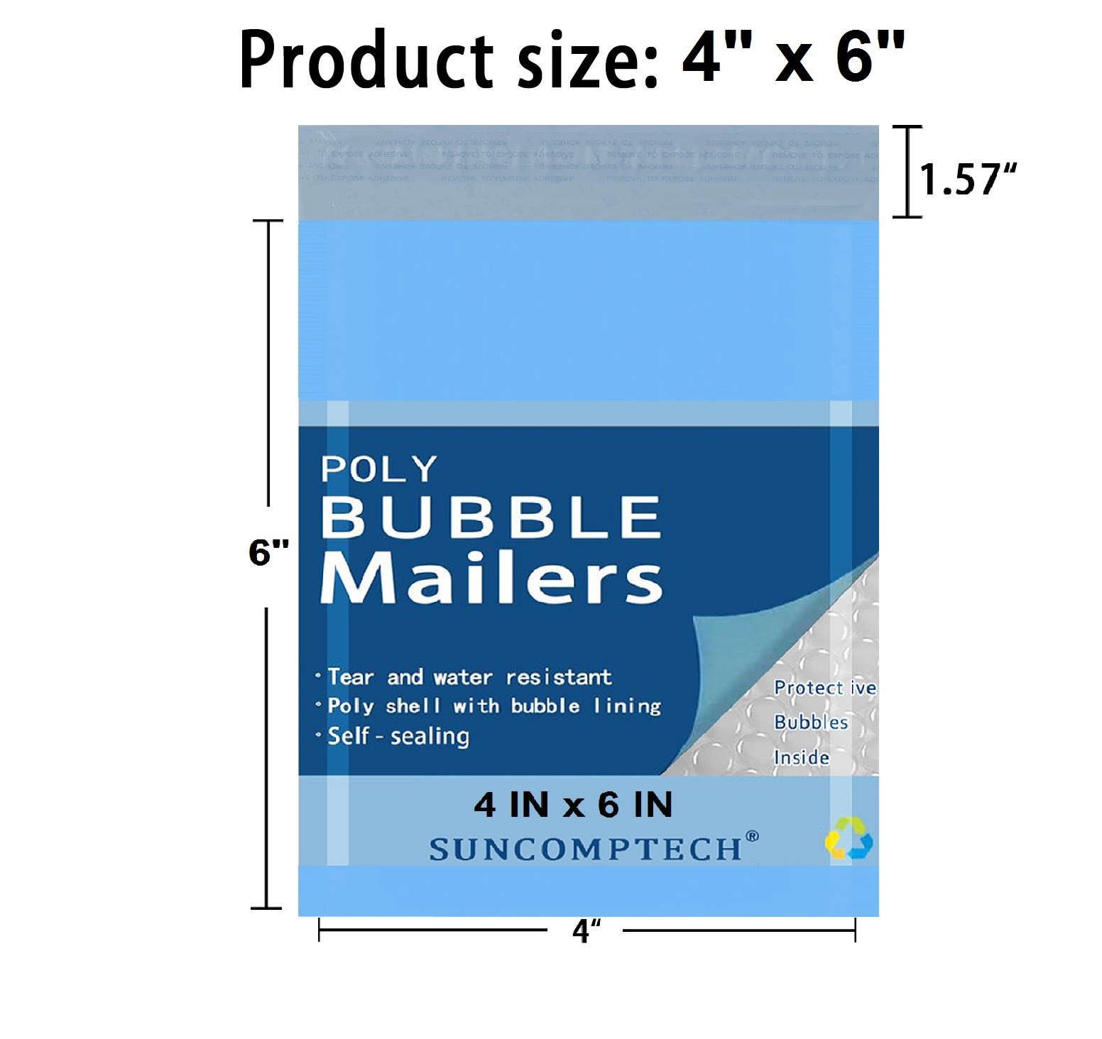 #0000 4×6 Color Poly Bubble Padded Envelopes Mailers Bag , Light Blue, 500 PCS
