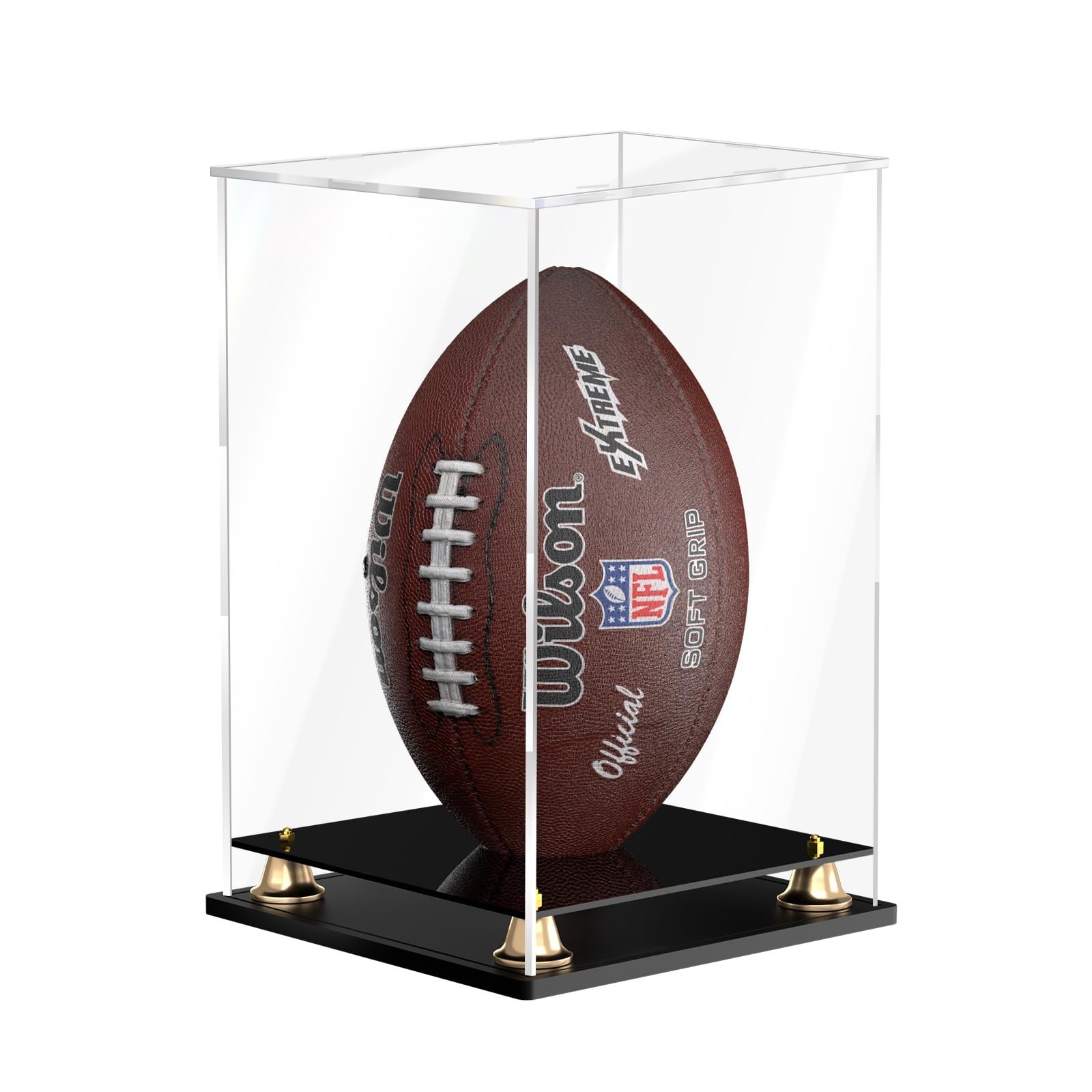 Football Display Case Full Size, Clear Acrylic Display Cases with Double Laye…