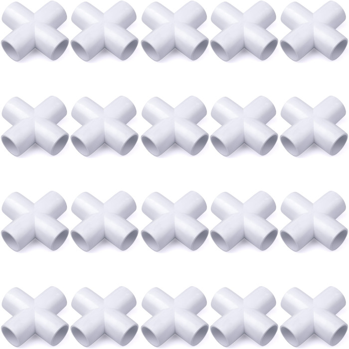 20-Pack 3/4 in. 4-Way PVC Cross ASTM SCH40 Furniture-Grade Fittings