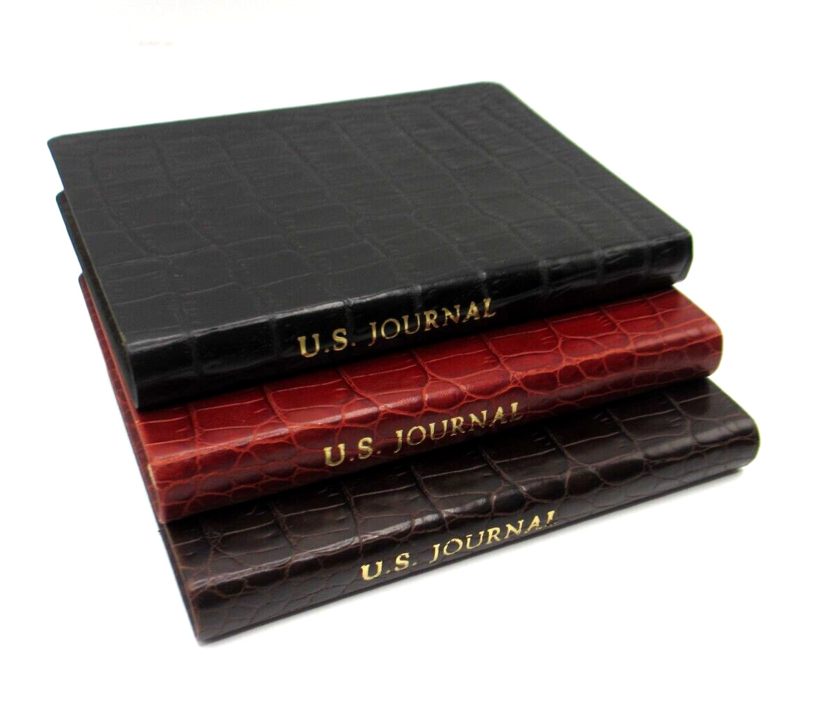 United States Travel Journal 6″ Soft Leather Cover Graphic Image Crocodile BLACK