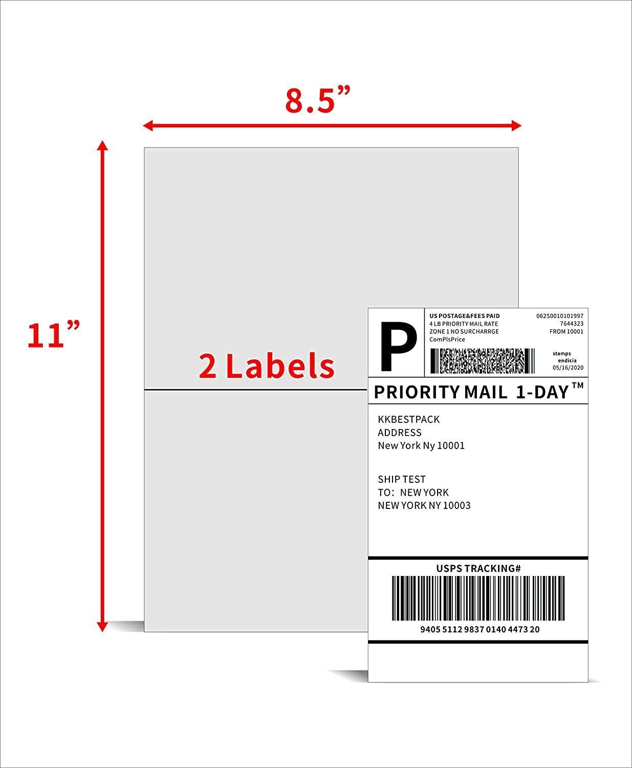 Shipping Labels 2 Per Sheet 8.5×5.5″ Half Sheets Blank Self Adhesive 220- 11000