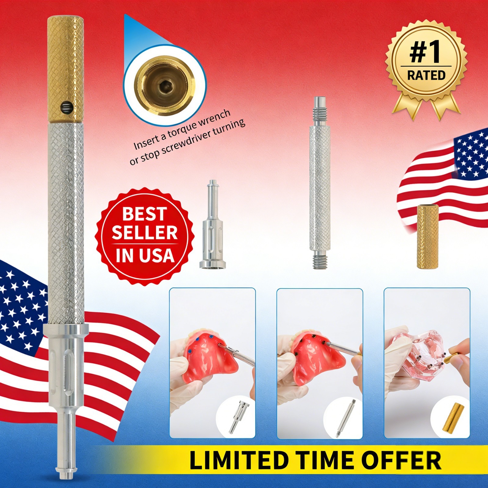 US Dental Zest Locator Retention Caps 0.8/1.2/2.4lbs & Core Tool Kit Overdenture