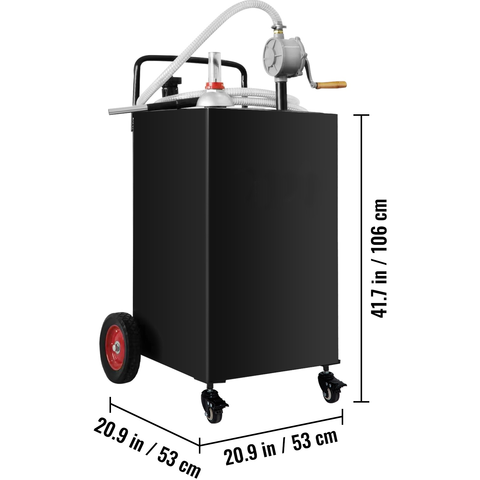 VEVOR 35 Gallon Fuel Gas Caddy Diesel Oil Transfer Tank, 4 Wheels Portable, Pump