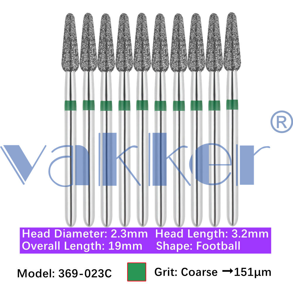 10Burs/pk Dental Diamond Burs FG Round End Taper Pear Coarse / Super Coarse Grit