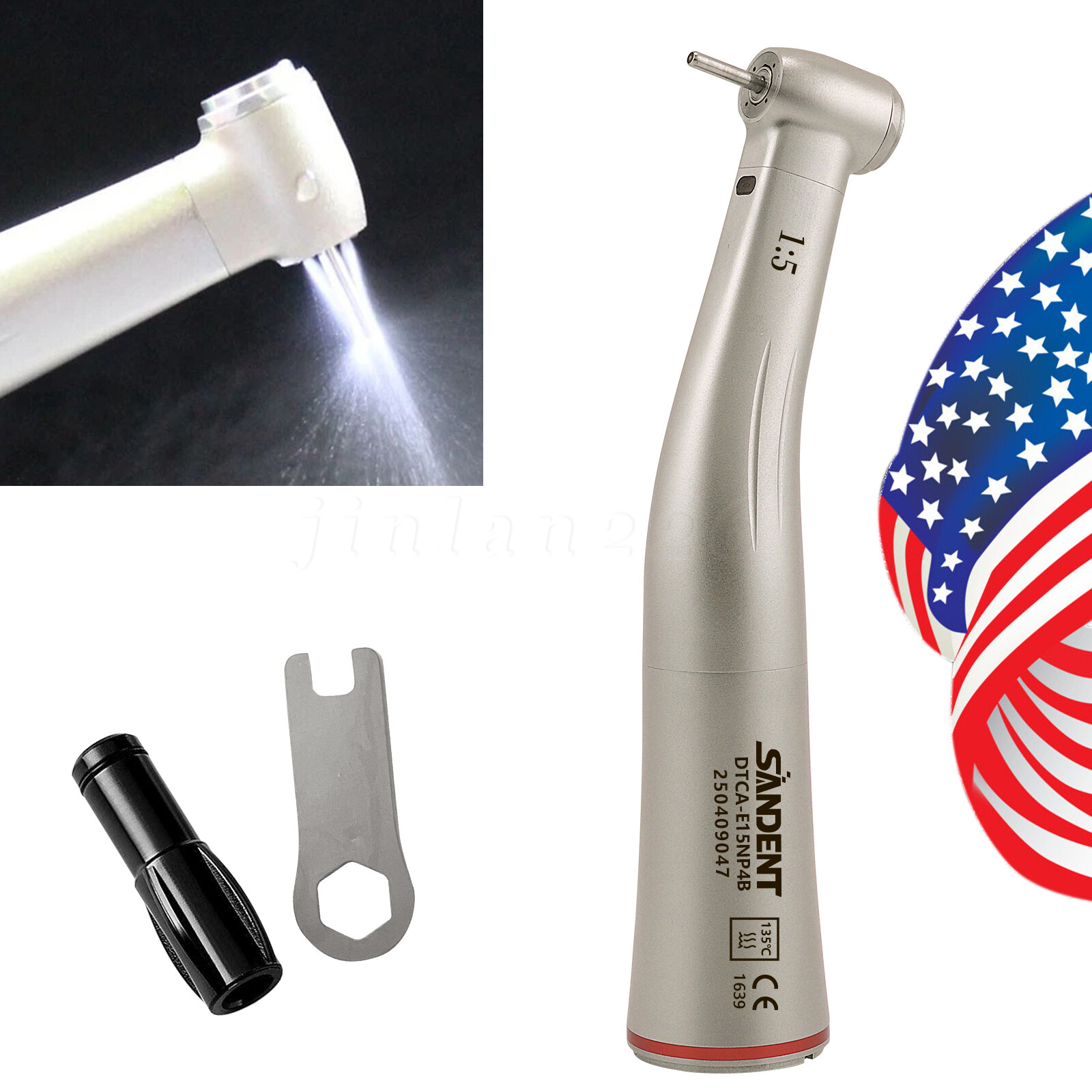 Dental 1:5 Optic LED Contra Angle Increasing Handpiece Fit NSK Electric Motor