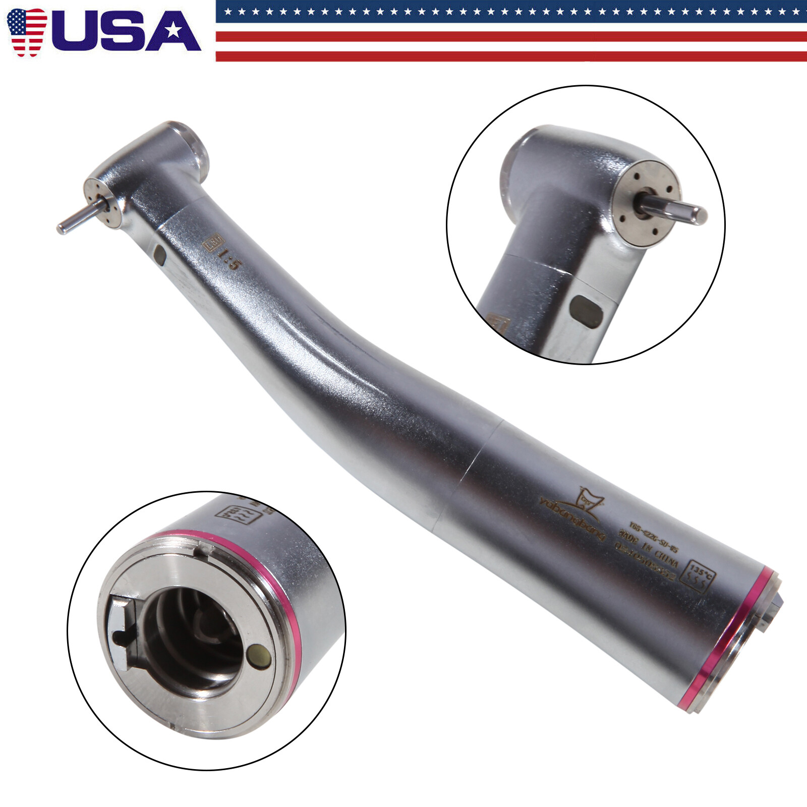 Dental 1:5 Increasing Handpiece Contra Angle LED For NSK Electric Motor E Type