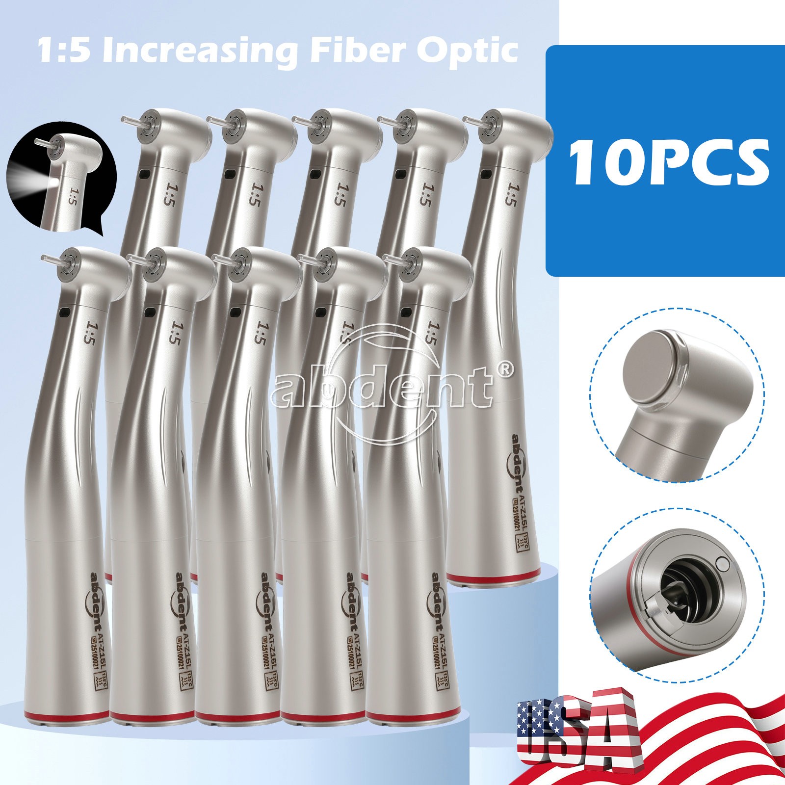 50pcs Dental Fiber Post Straight Glasses Pile 5 Drills Screw Thread Yellow
