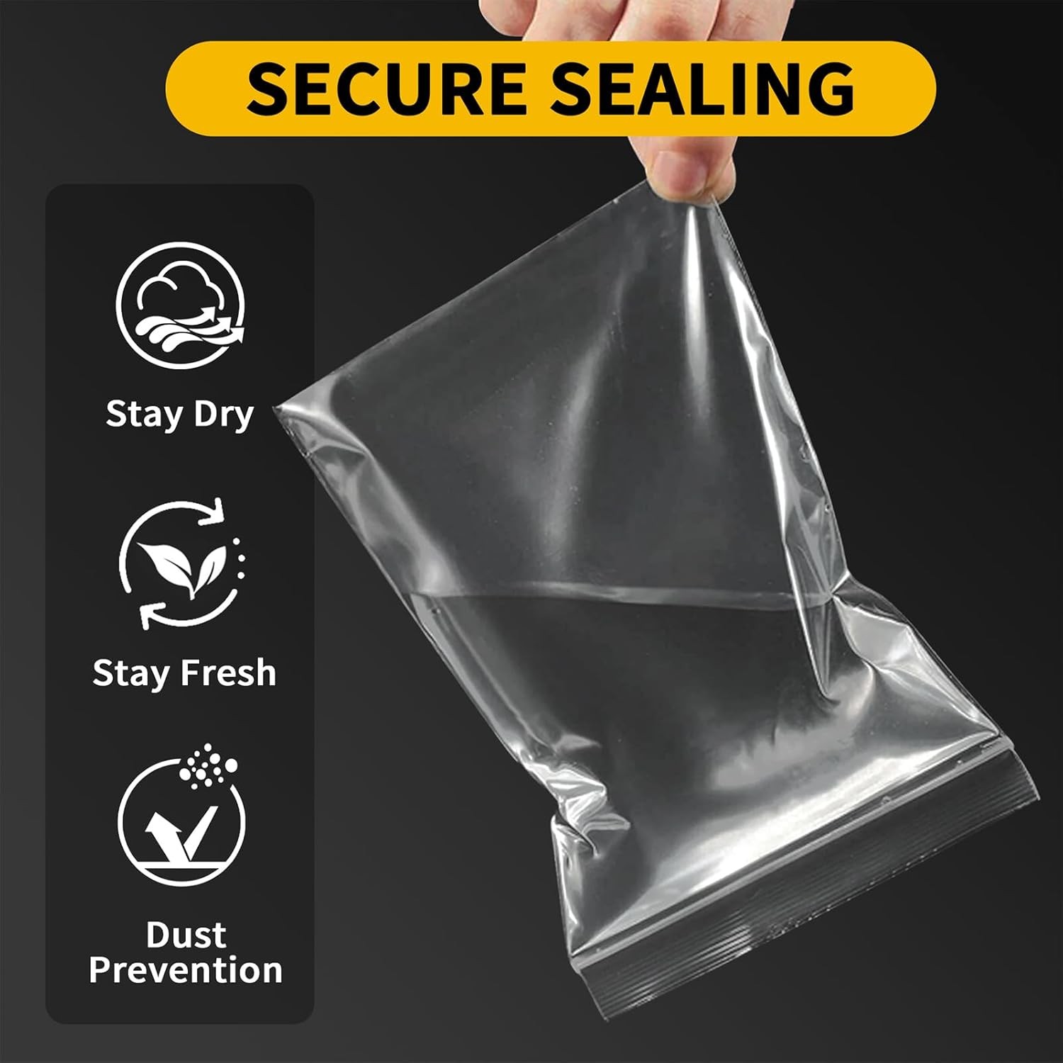 Small Plastic Bags, 300 PCS Mini Baggies 3 Assorted Sizes 2×2 2×3 3×4 Inch. Mini