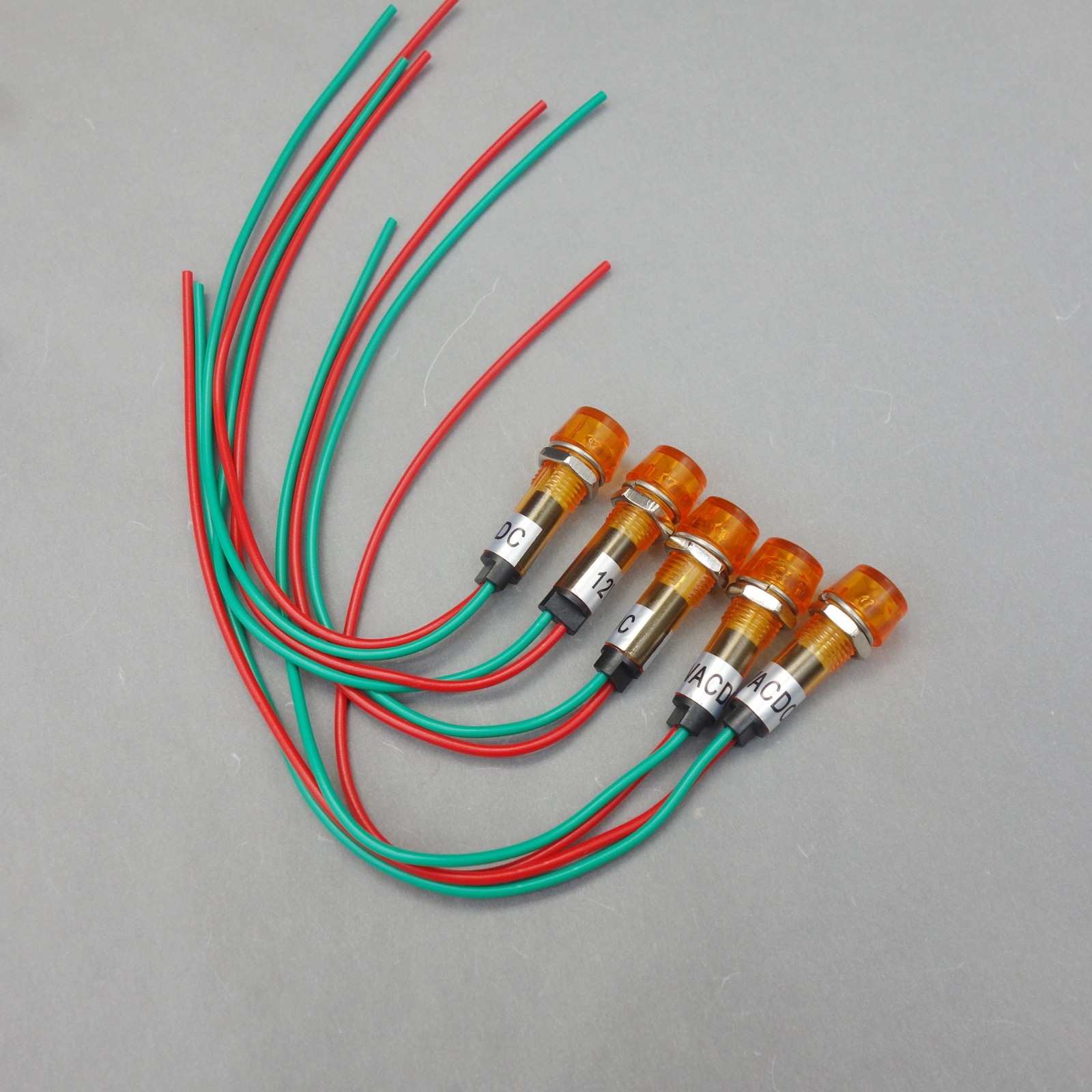 10Pcs 12V 10mm Yellow Amber Mini LED Pilot Lights CYLINDRICAL Cap with wire
