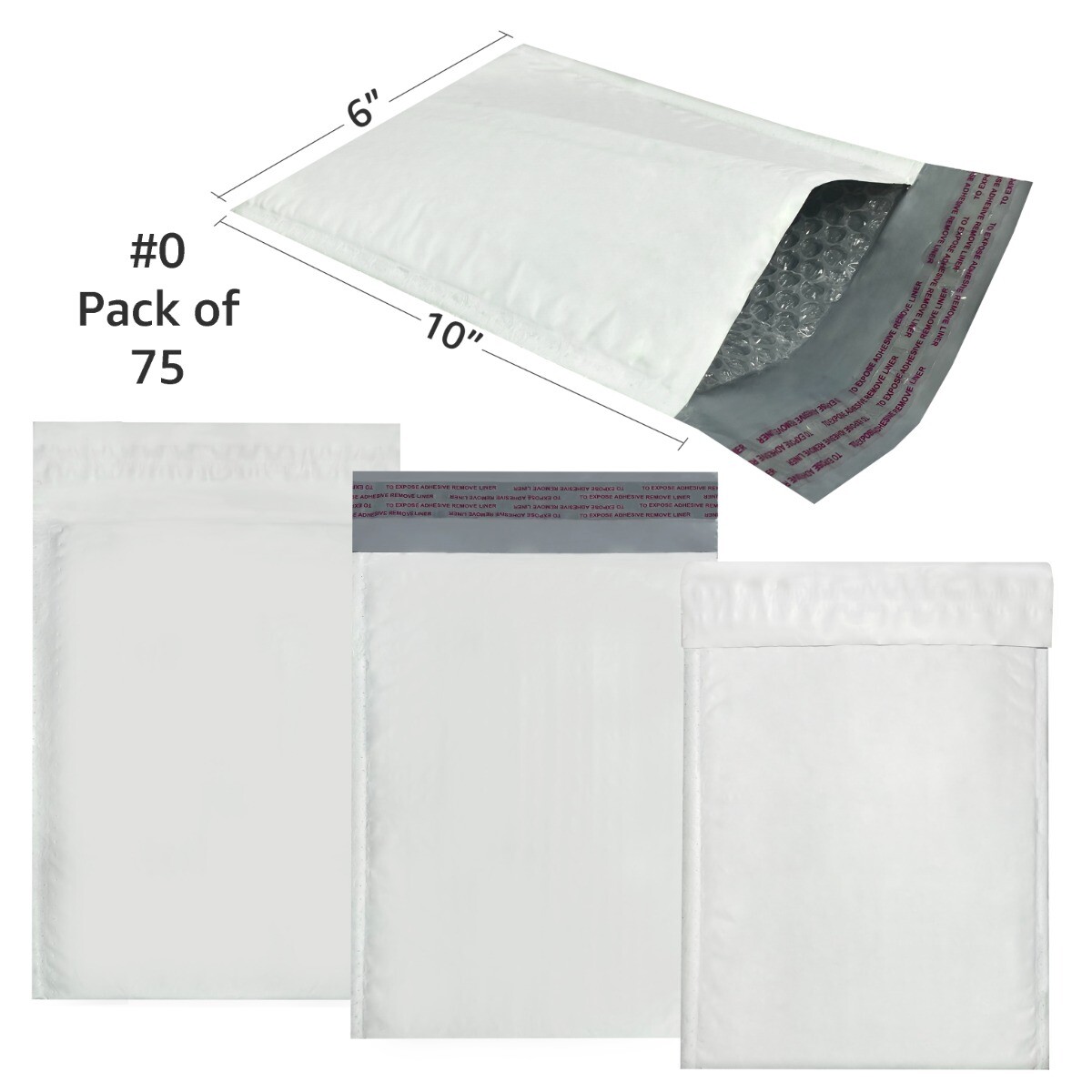 UOFFICE 50 Poly Bubble Mailer Bags 6.5×10″ – #0 Pouches Envelopes