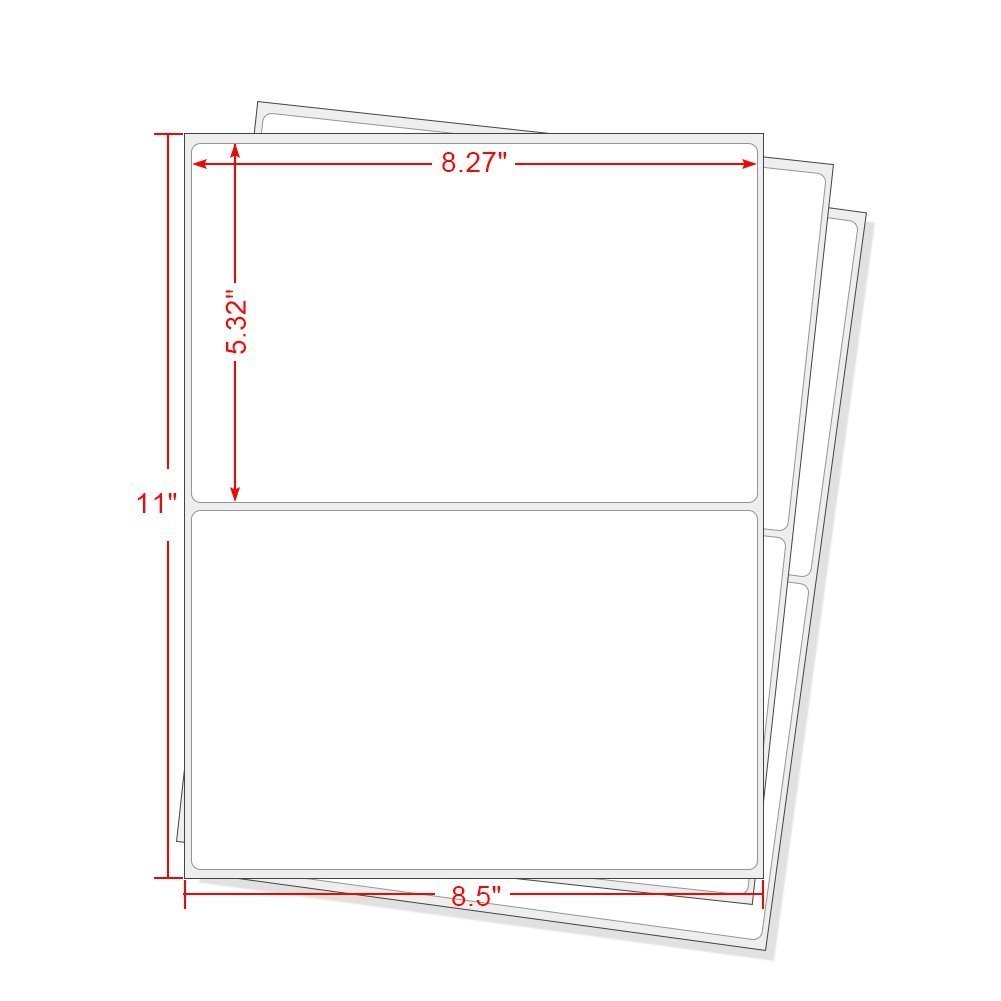 500 Shipping Labels 8.5 x 5.5 Round Corner Self Adhesive 2 Per Sheet