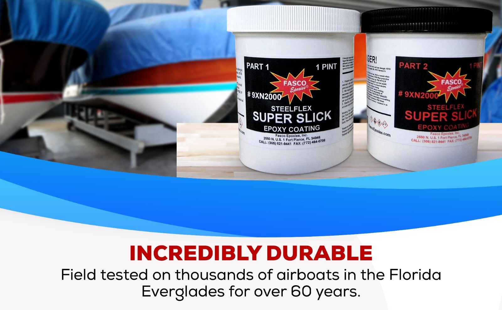Super Slick 2000 Epoxy Bottom Coating for Airboats, Jet Ski’s, etc.: Quart Kit