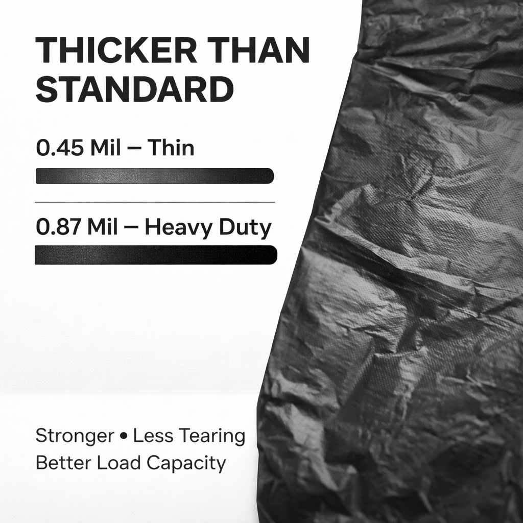1/6 21 x 6.5 x 11.5 Heavy Duty .87 Mil BLACK T-Shirt Plastic Shopping Bags