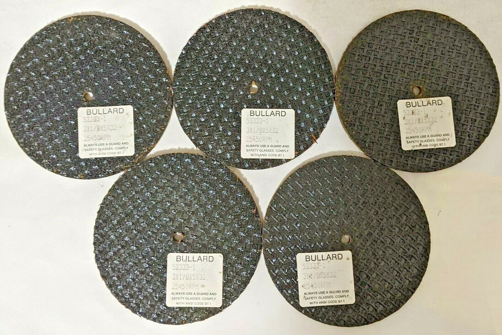 3″ x 1/8″ x 5/32″ CUT-OFF WHEEL BULLARD 53333-1 [25,000 RPM] (QTY: 5) USA NOS