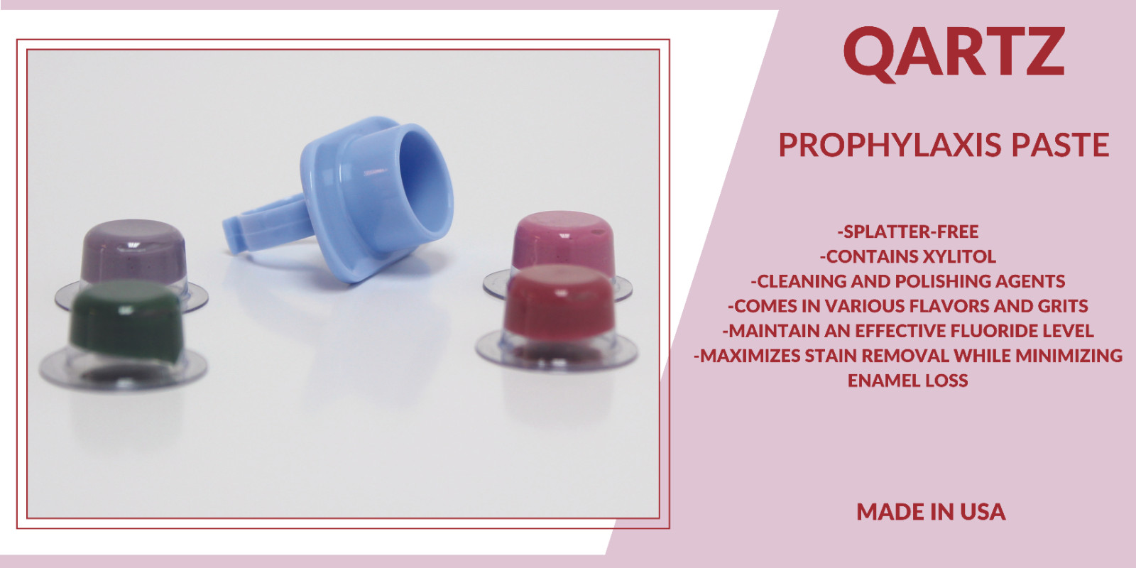 QARTZ PROPHY PASTE CUPS BUBBLE GUM FINE 200/BOX DENTAL W/FLOURIDE – 3 BOXES