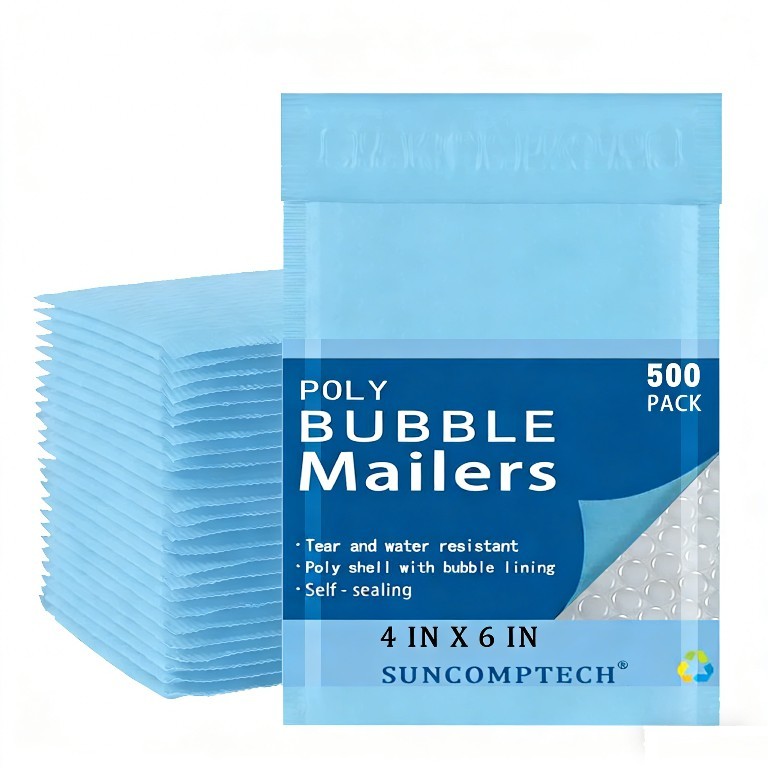 #0000 4×6 Color Poly Bubble Padded Envelopes Mailers Bag , Light Blue, 500 PCS