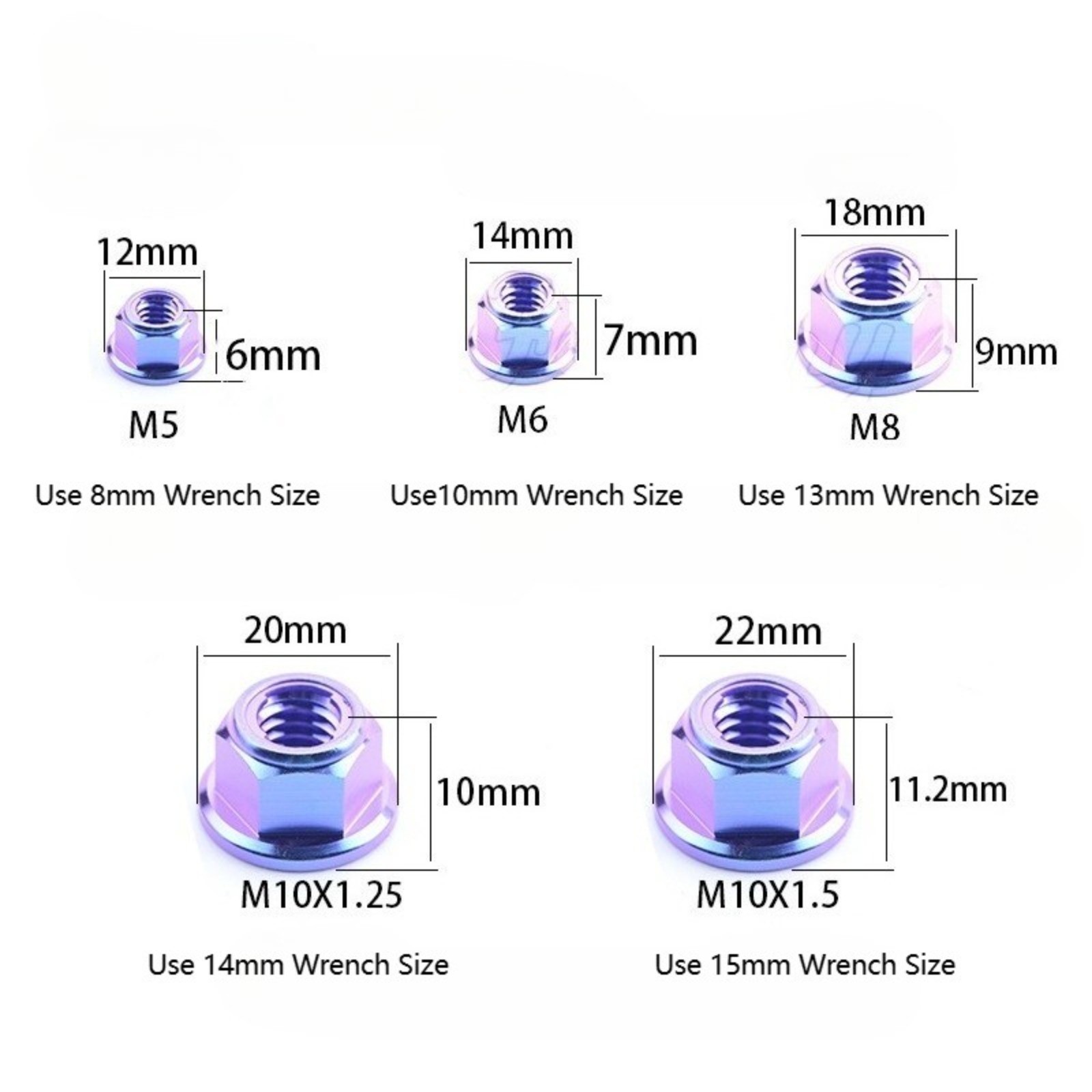 Titanium Nut M5 M6 M8 M10 M12 Flange Metal Lock Nut for Bike Motorcycle Car